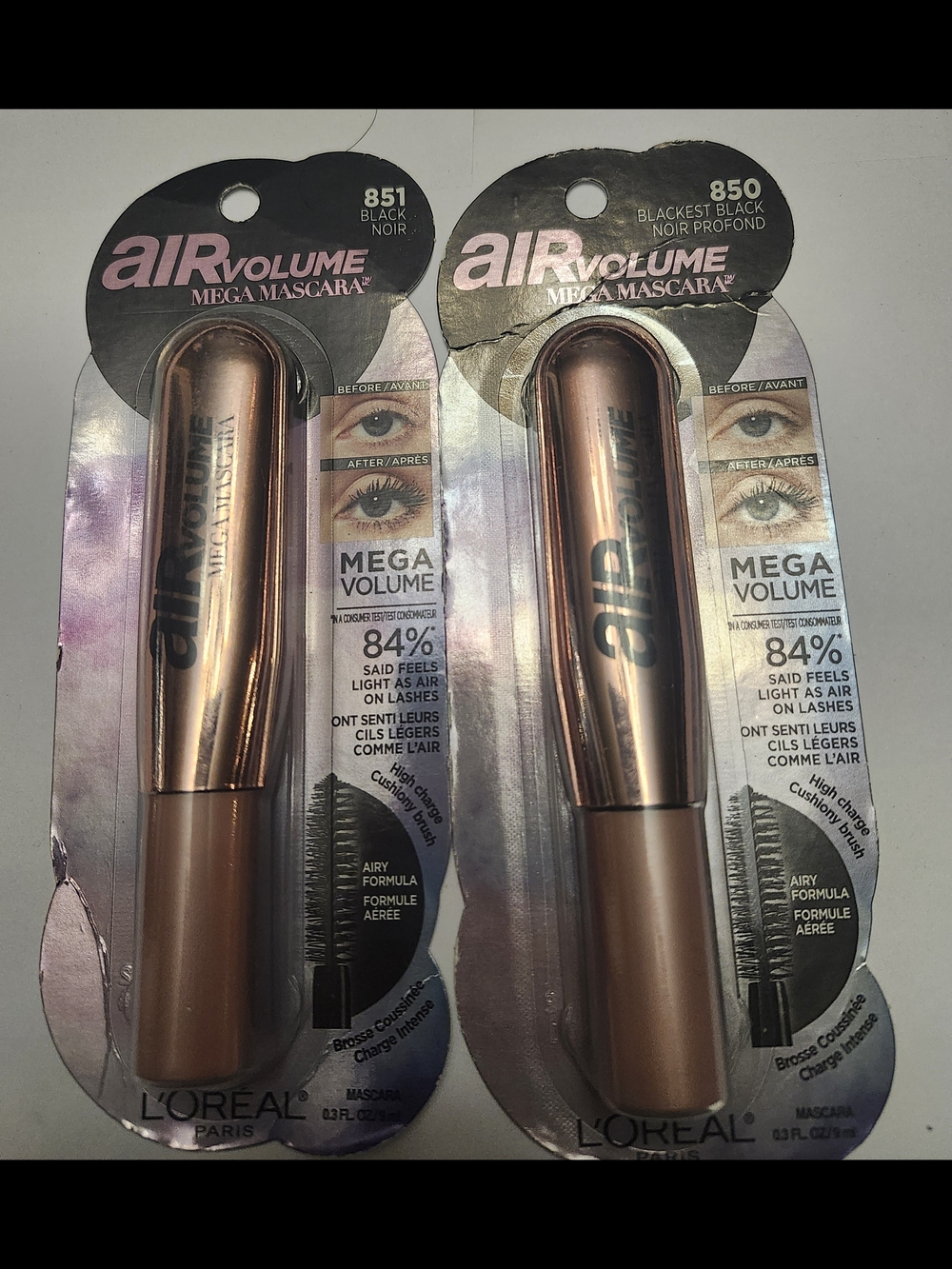 L'Oreal Air Volume Mega Mascara - 851 Black 850 Blackest Black New